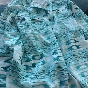 Ariat Teal and White Patterned Shirt